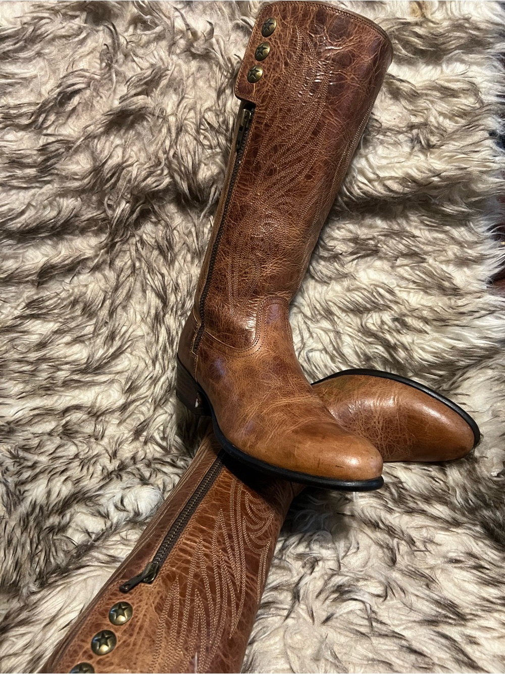 Ariat Women's Tan Brown Over-the-Knee Leather Boots with Side Zip Sz 8 B - Picture 16 of 16